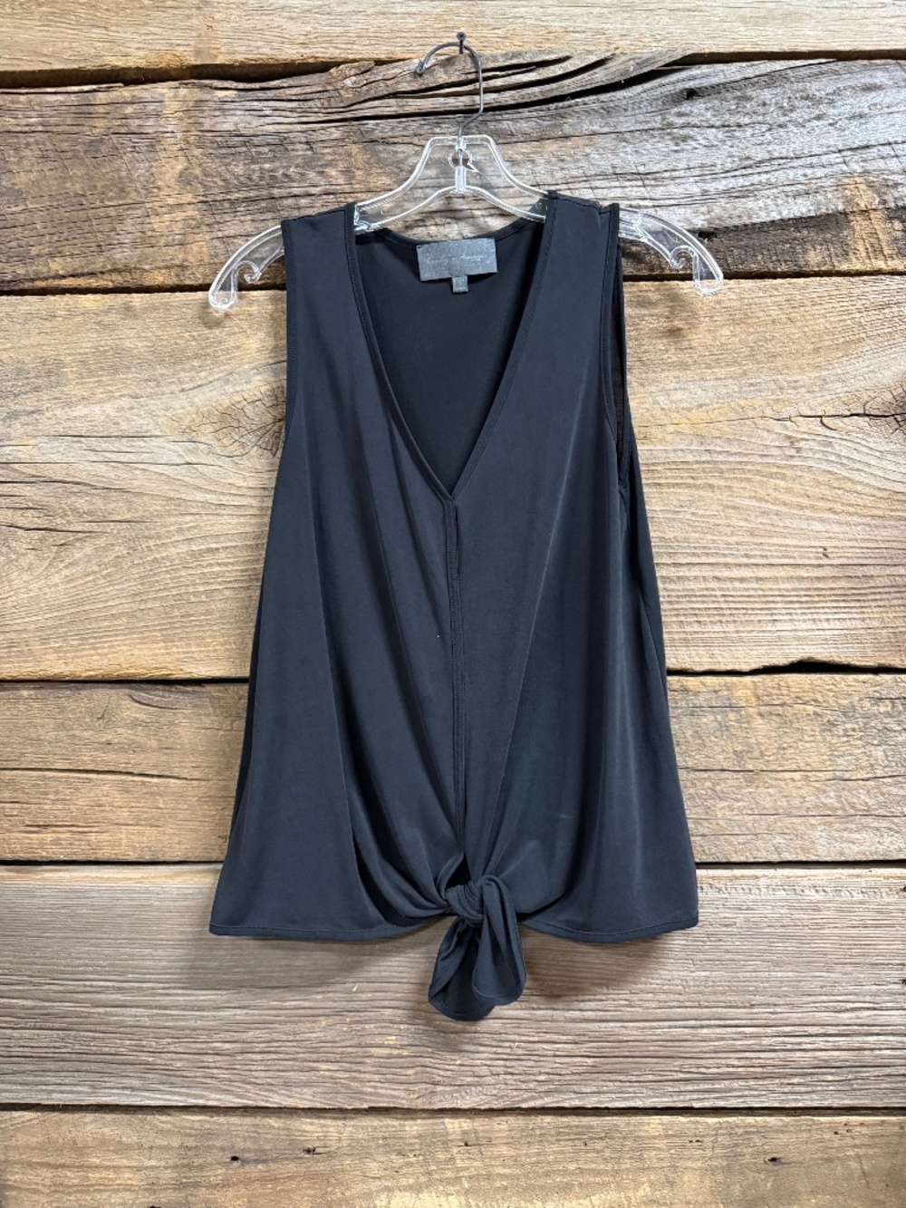 Sunday In Brooklyn tank top with front tie, Black, small